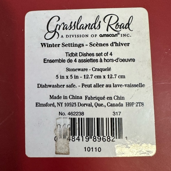 Grasslands Road Set of 4 Tidbit Dishes/Plates Winter Scenes on Each Plate - Picture 5 of 9